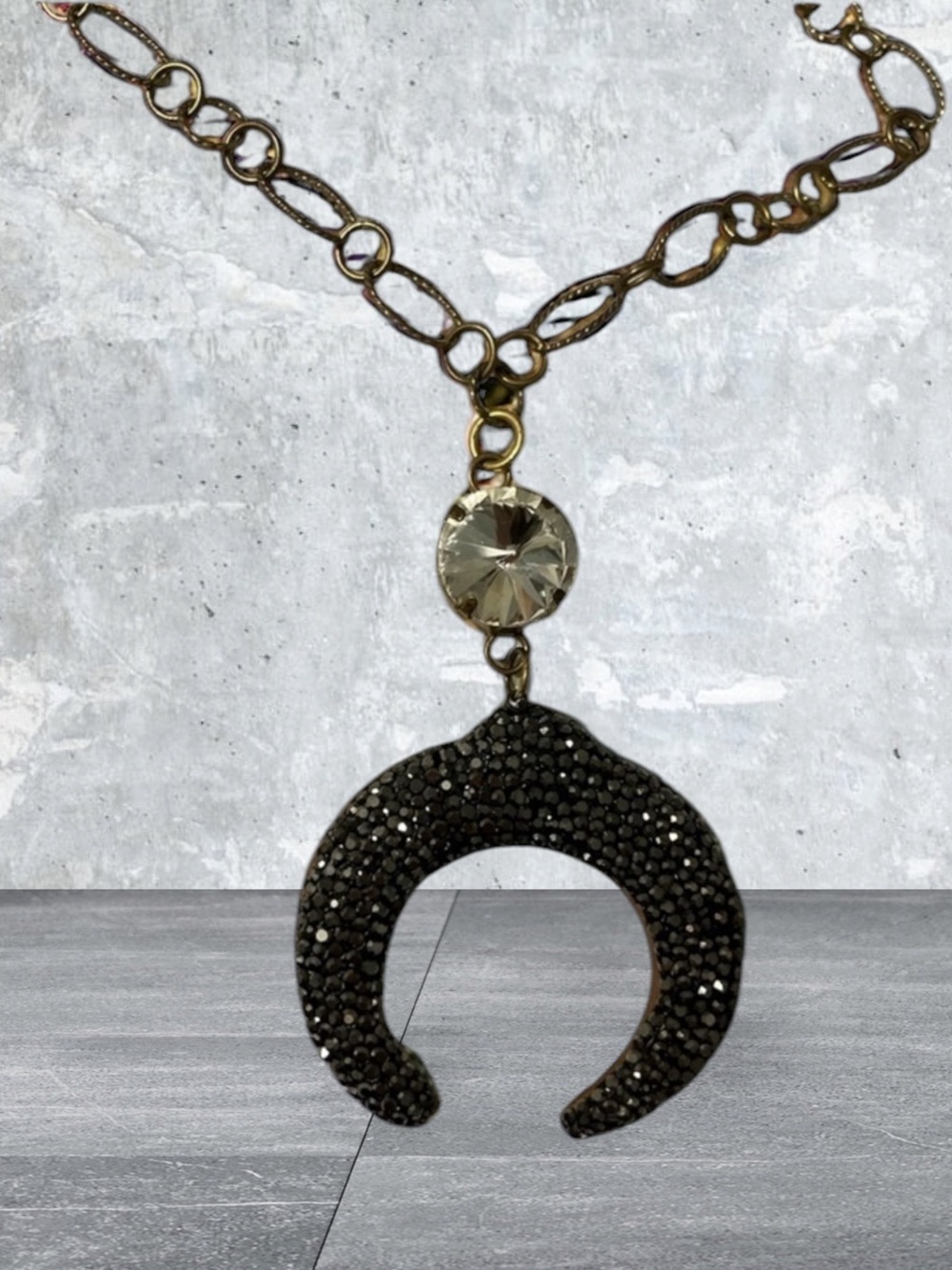 Stunning Boutique Crescent Black Necklace